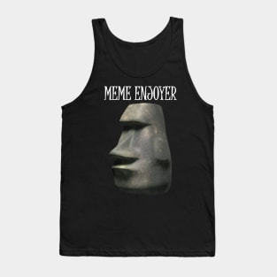 Meme Enjoyer Funny Moai Emoji Tank Top